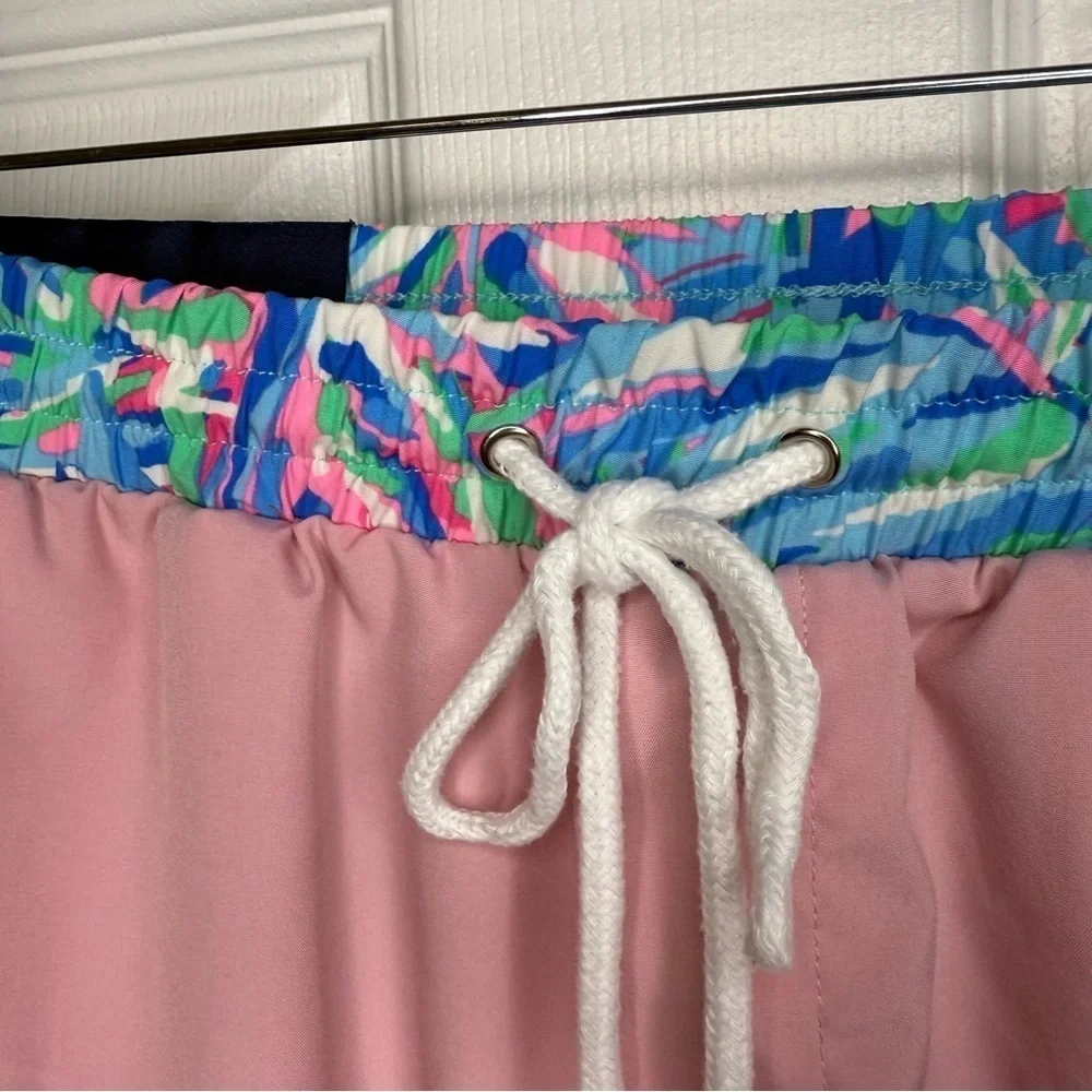 Simply Southern Pink Swim Trunks with Bright Detail on Waist Mens Size Large GUC